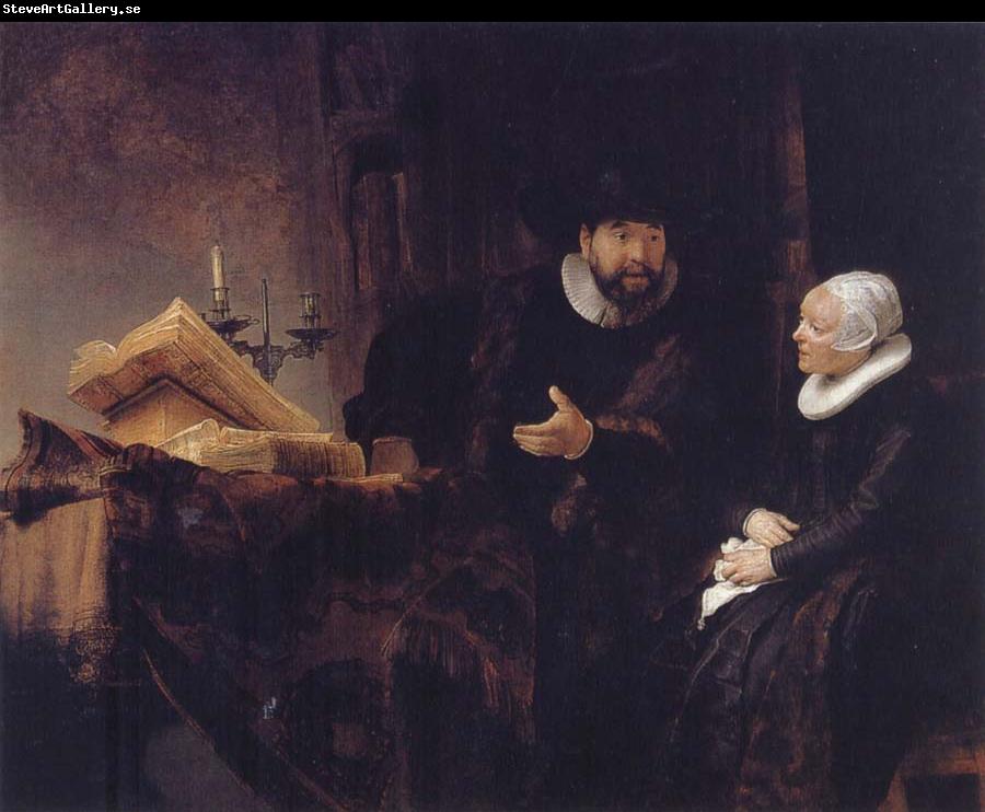 REMBRANDT Harmenszoon van Rijn Double Portrait of Cornelis Claesz.Anslo and His Wife,Aeltje Gerritsdr Schouten